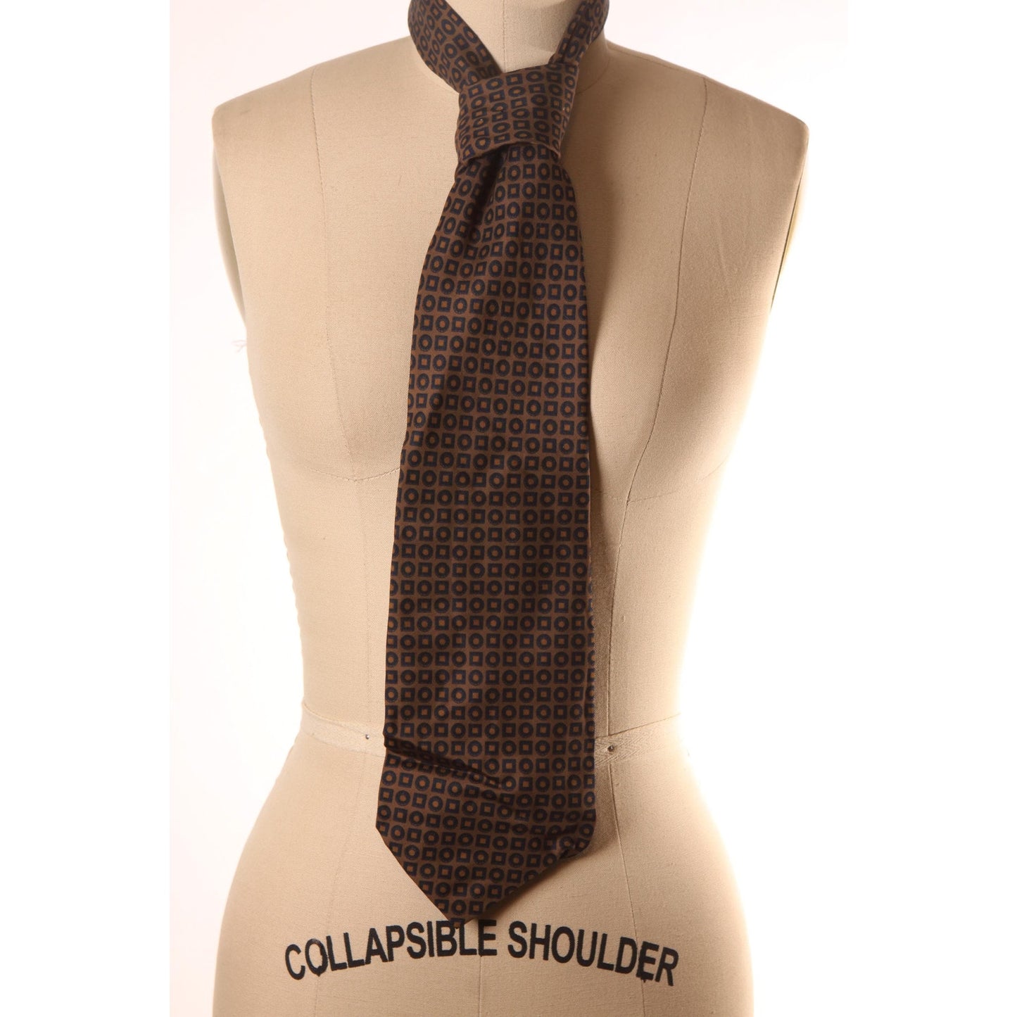 1970s Brown and Black Geometric Print Wide Necktie Tie by Rosenblatt's Robert Talbott