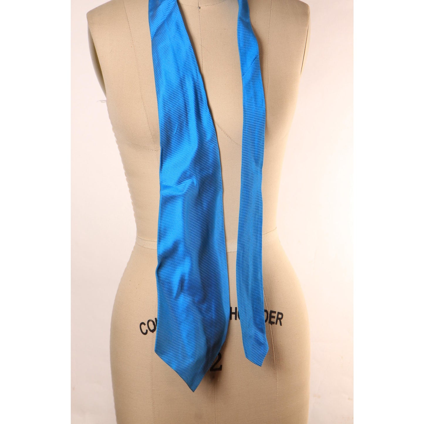 1970s Electric Blue Striped Acetate Wide Necktie Tie