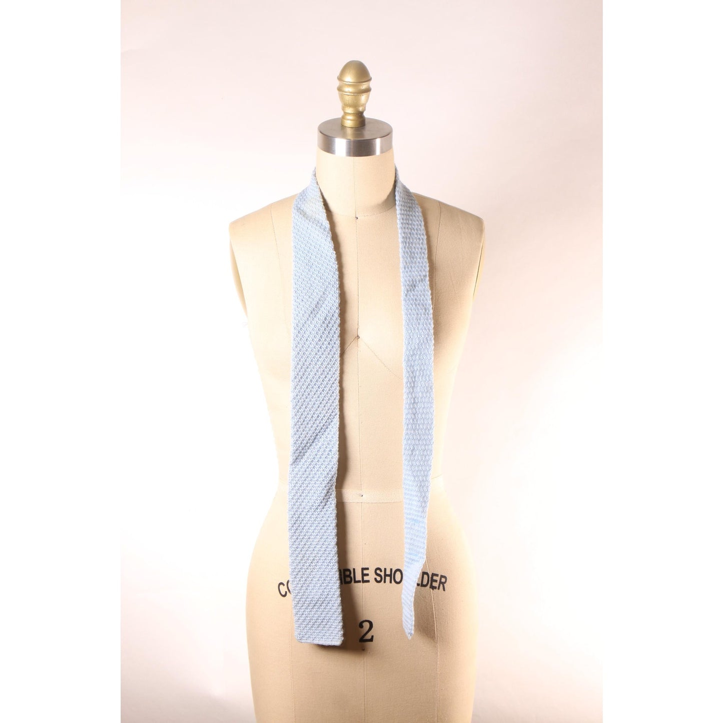 1960s Light Blue Sweater Knit Wool Square End Necktie Tie by Gian Mario