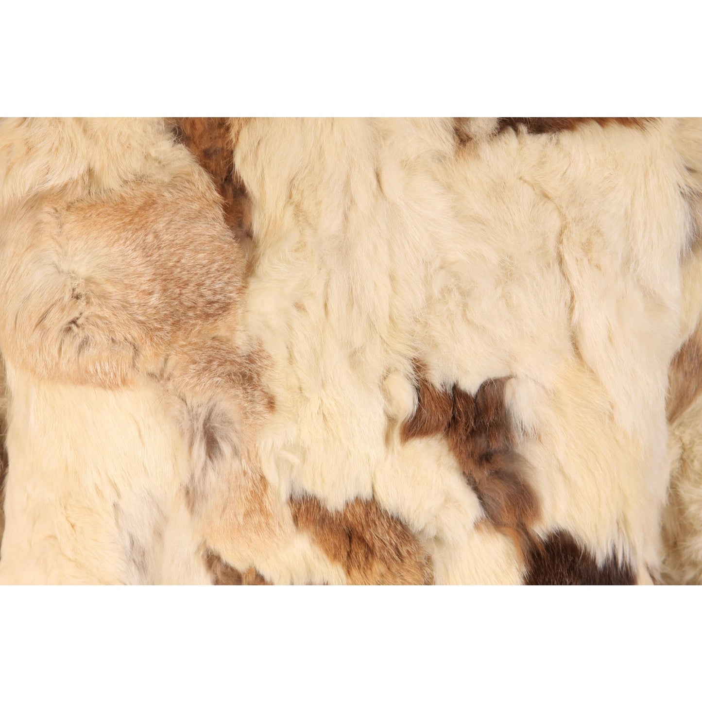 1970s White, Cream, Gray and Brown Multi-Colored Patchwork Rabbit Fur Cropped Coat -S