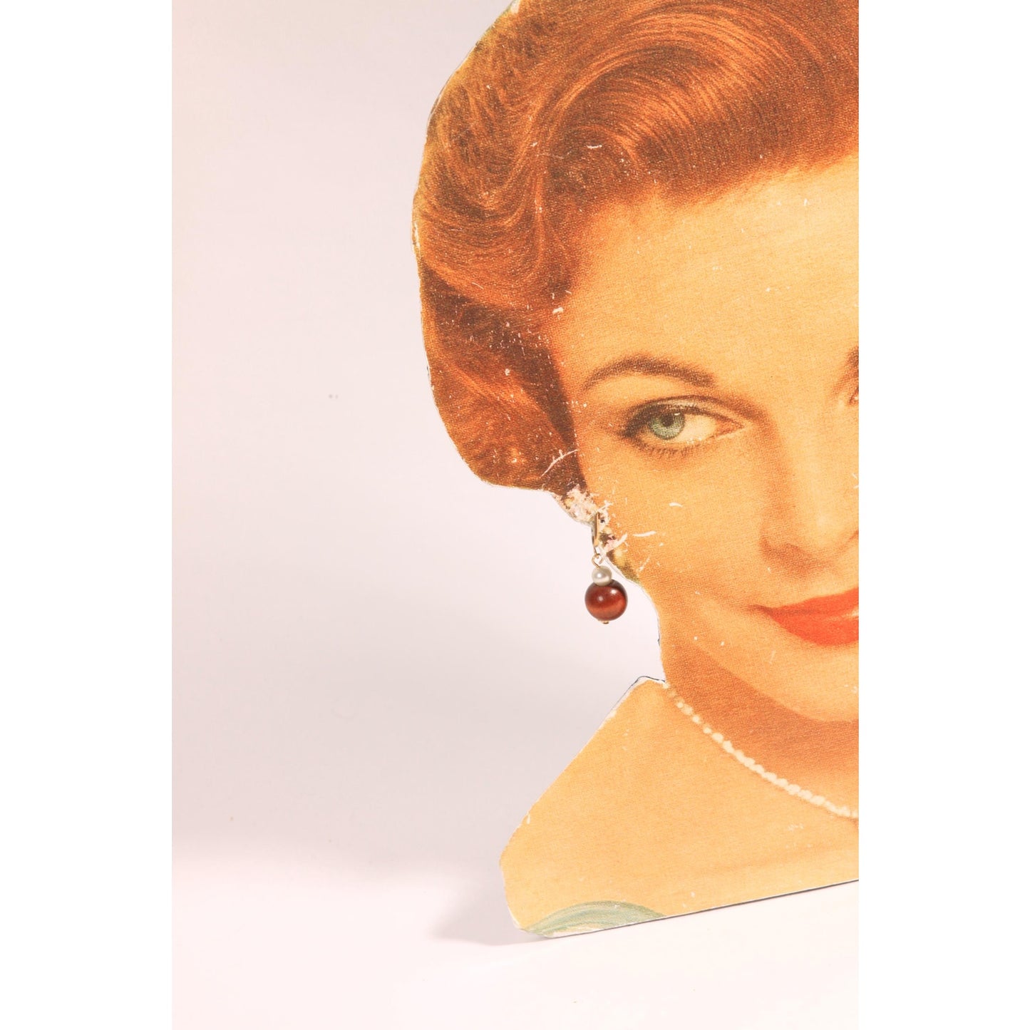 1950s Wood Beaded and Faux Pearl Screw Back Earrings