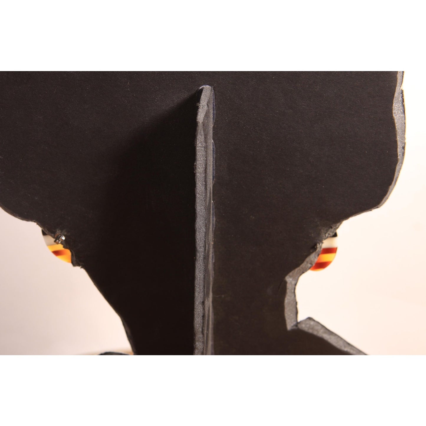 1980s Black, White and Brown Striped Plastic Stud Pierced Earrings