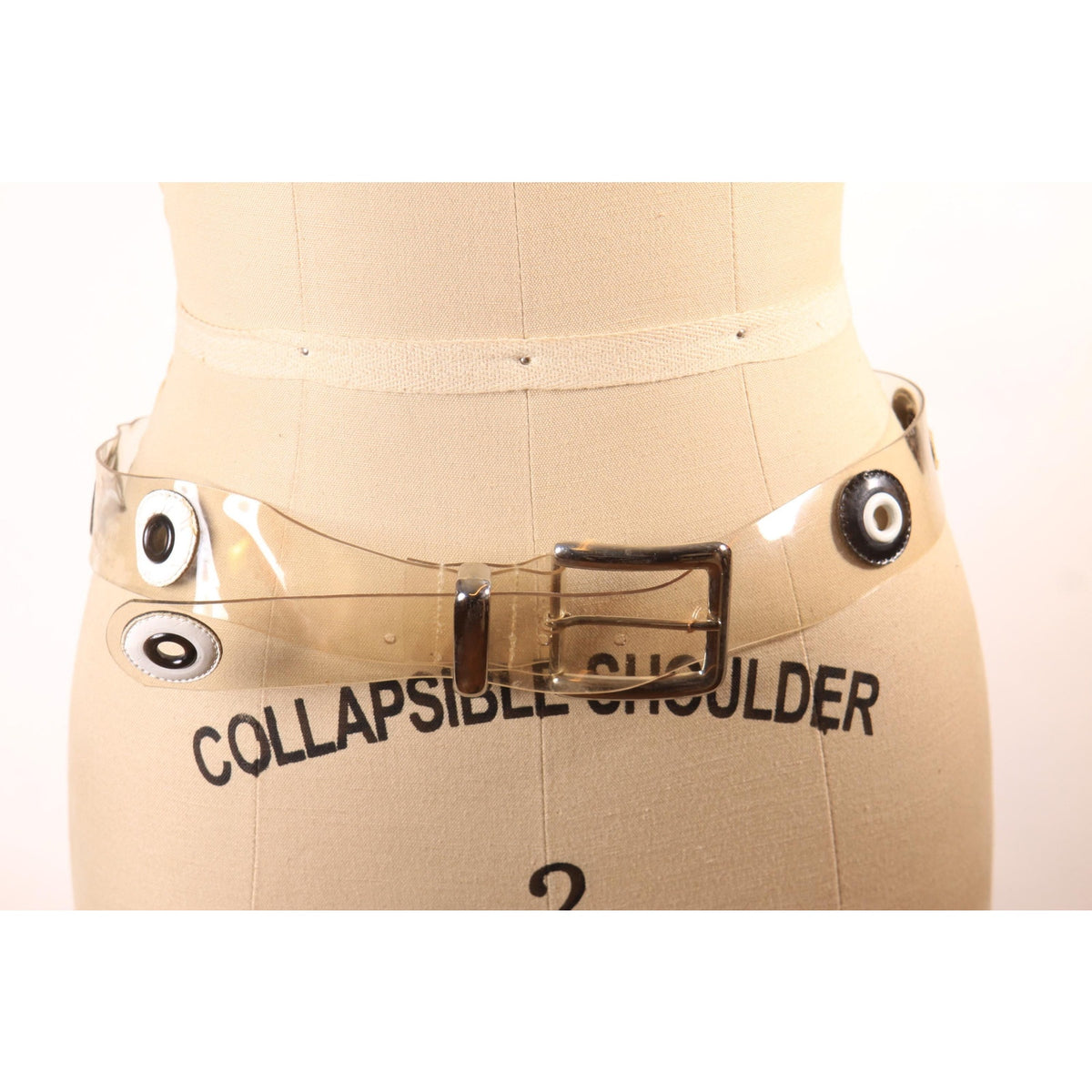 1990s Y2K Clear, Black and White Plastic Mod Circle Belt