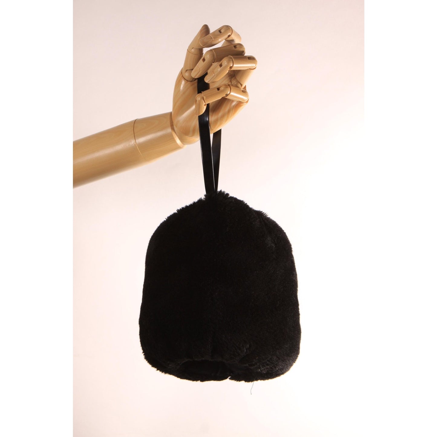 1960s Black Faux Fur Hand Warmer Child Petite Woman Hand Muff