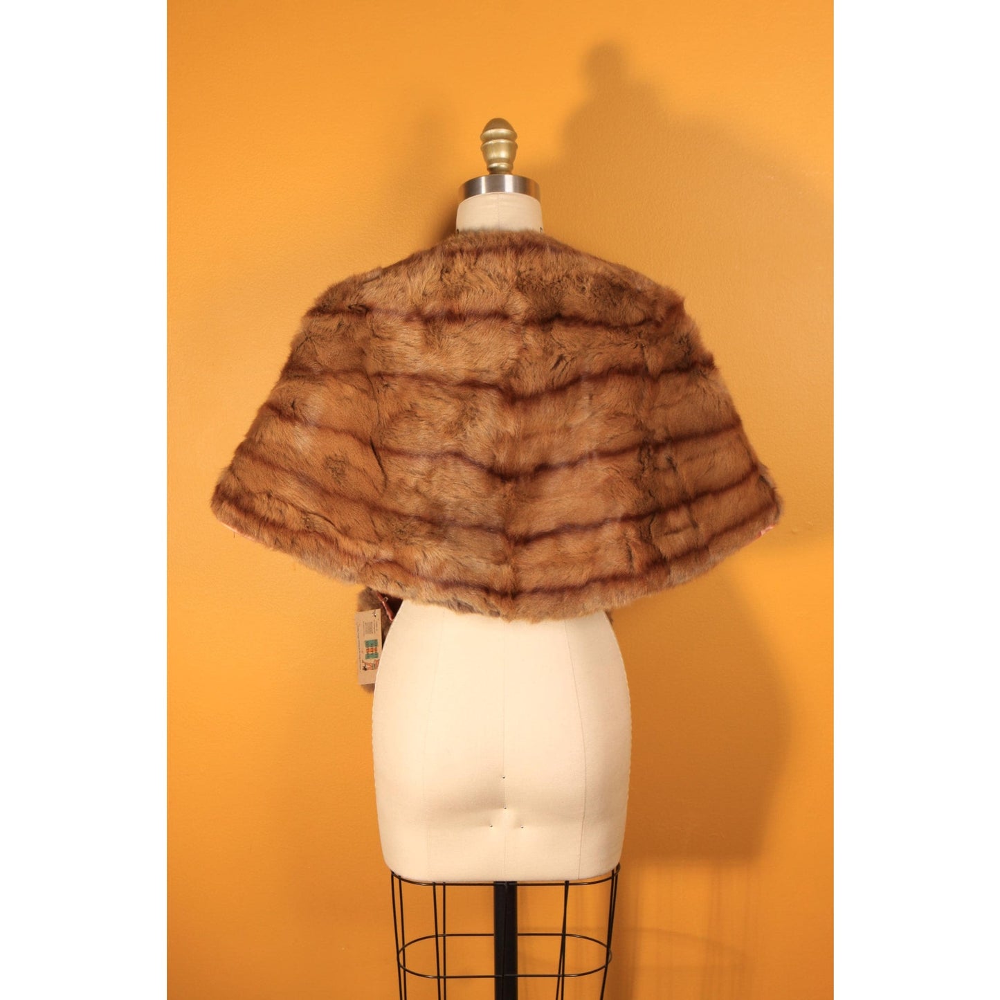 1950s Brown Fur Adjustable Length Shawl Wrap