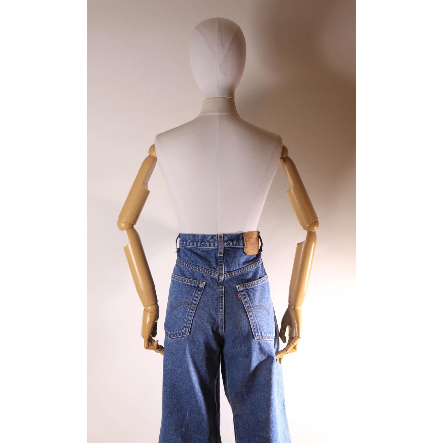 1990s Blue Denim Red Tab 517 Boot Cut Mens Jeans by Levi's- 38x30