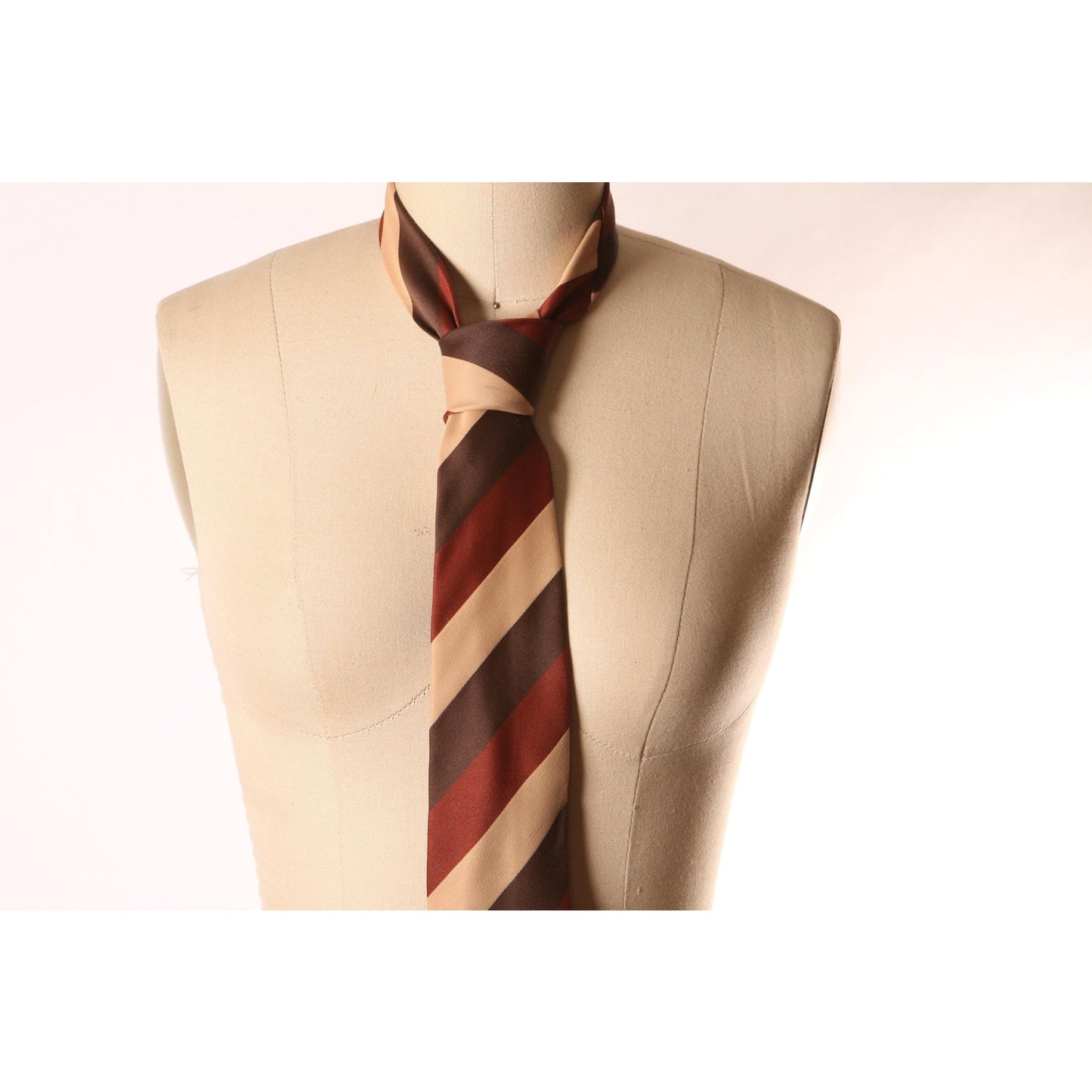 1970s Brown and Tan Striped Wide Necktie Tie