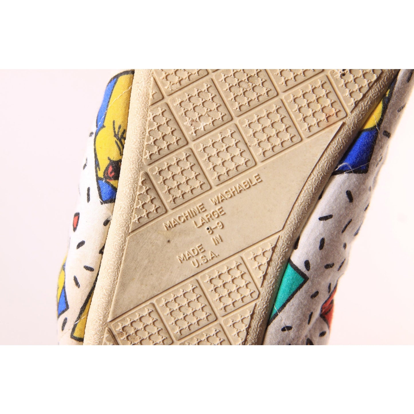 1980s 1990s Novelty Looney Toons Bugs Bunny Tweety Unisex Quilted Slippers -Size 8-9