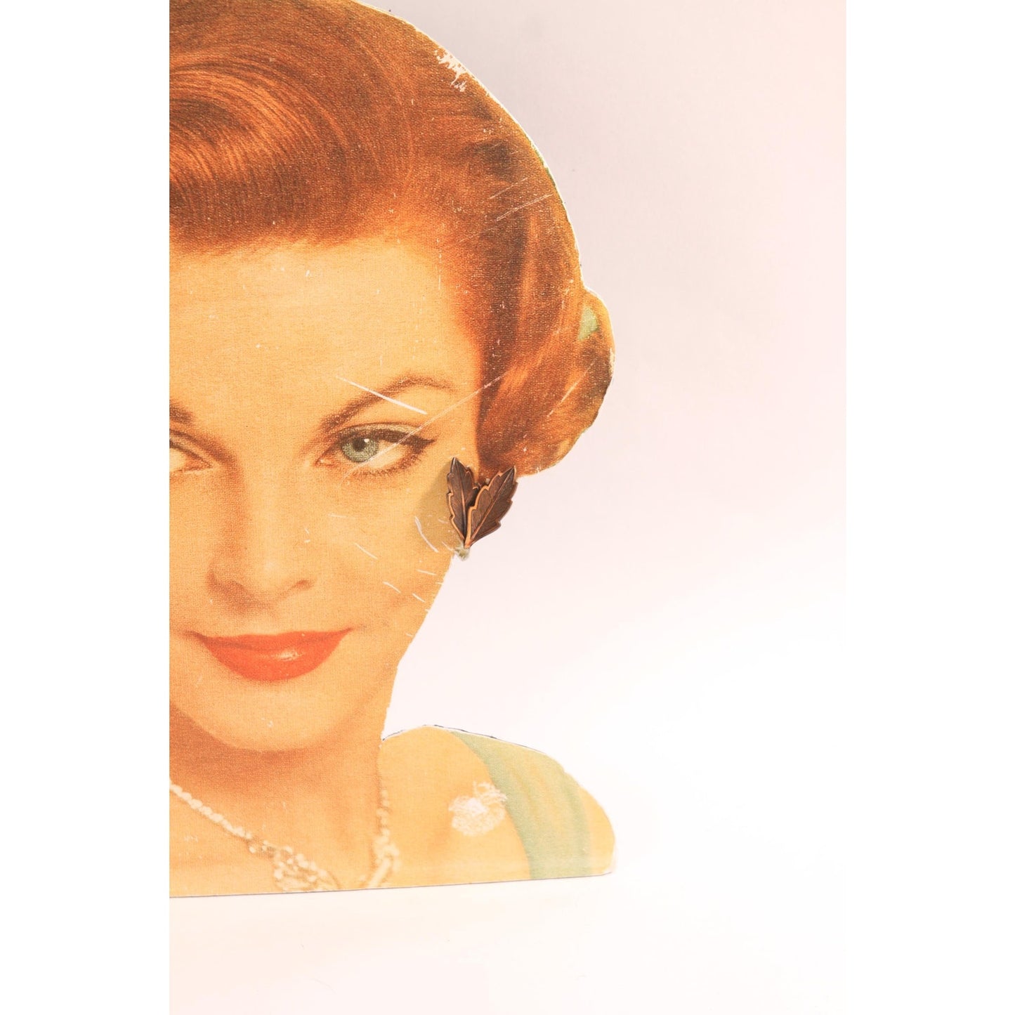 1950s Novelty Copper Metal Double Leaf Screw Back Earrings