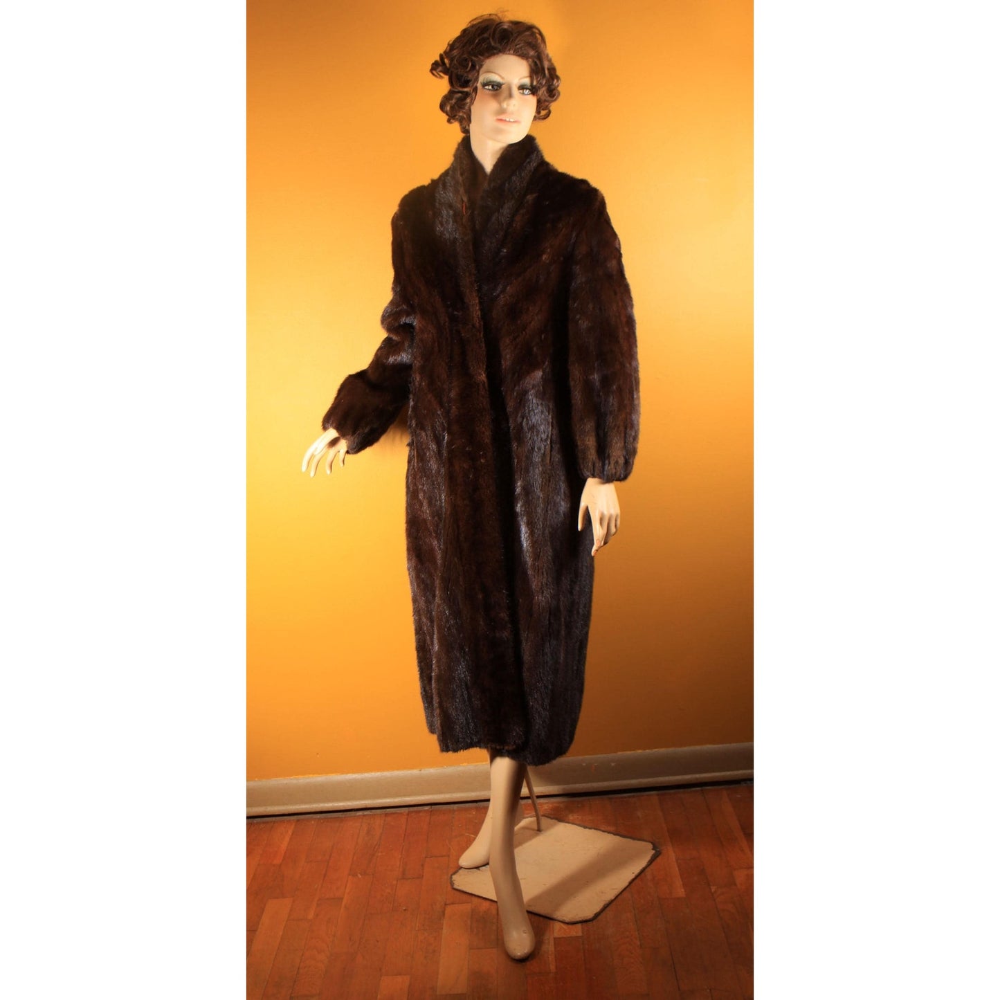 1940s Dark Brown Mink Long Sleeve Fur Coat by Marshall Fields
