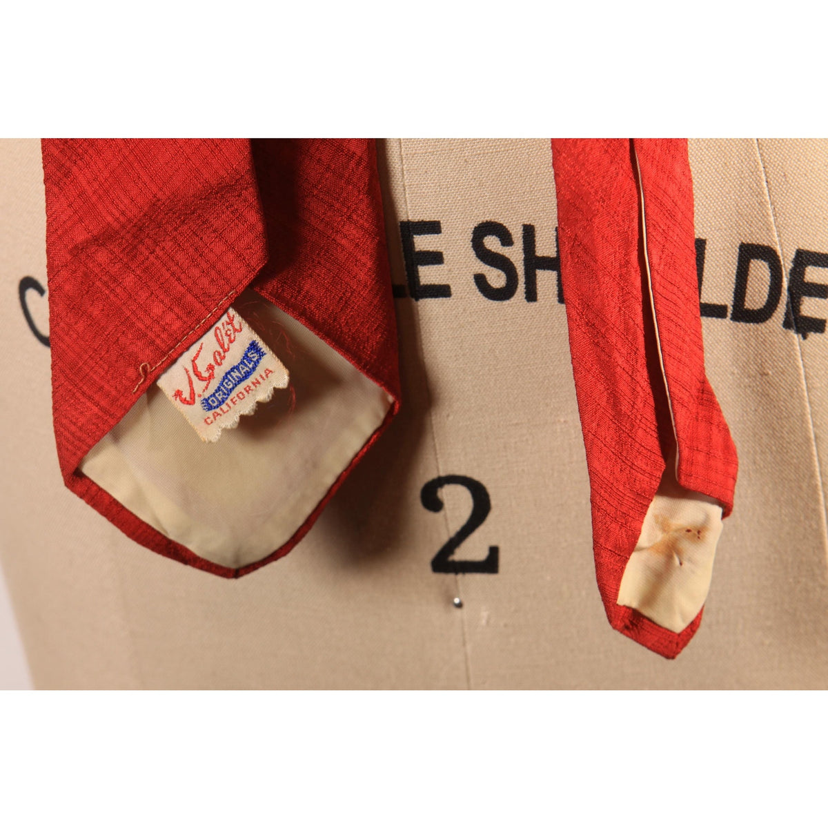 1950s Red Striped Textured Necktie Tie by V. Galet Originals California