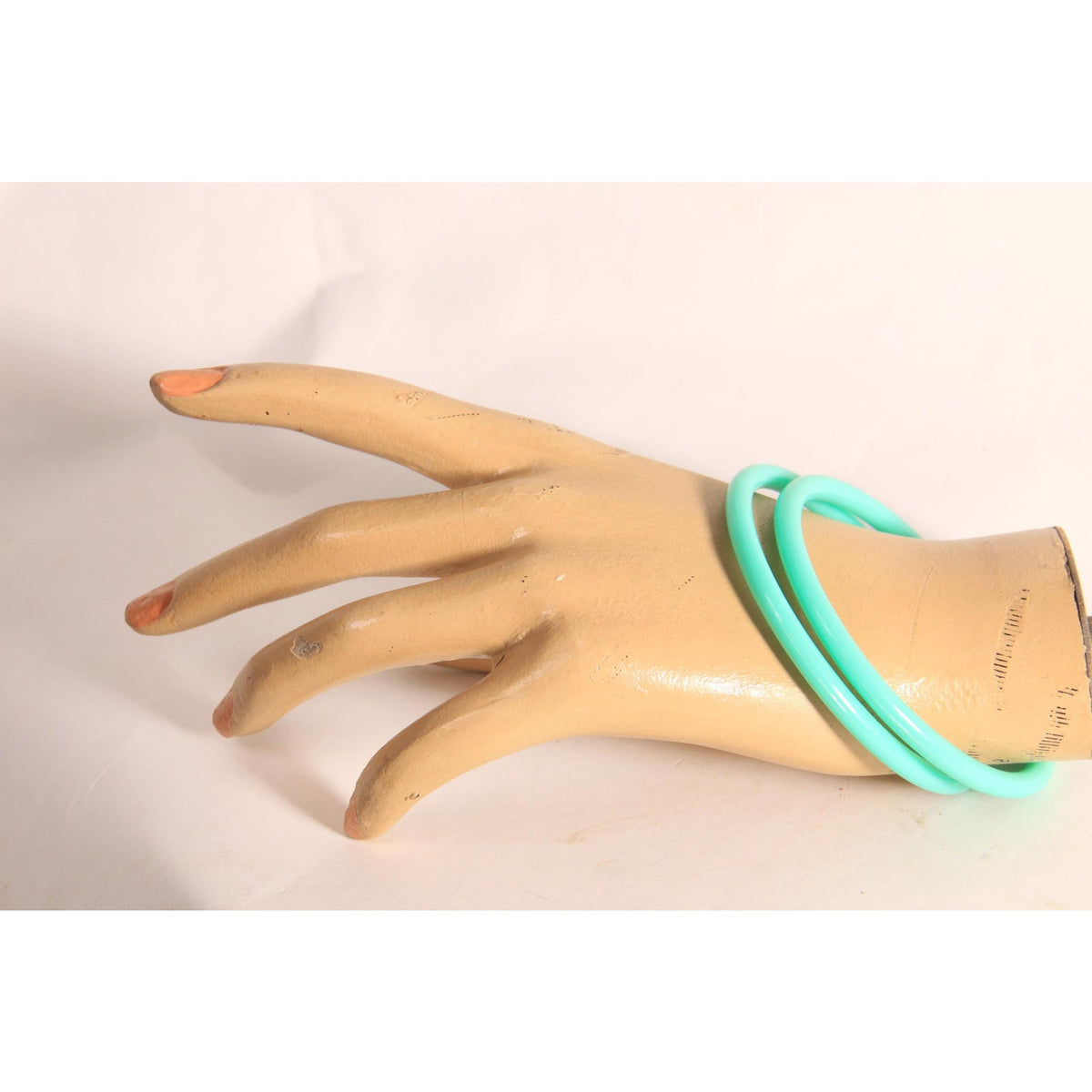 1980s Sea Foam Turquoise Blue Green Thin Plastic Bangle Bracelets