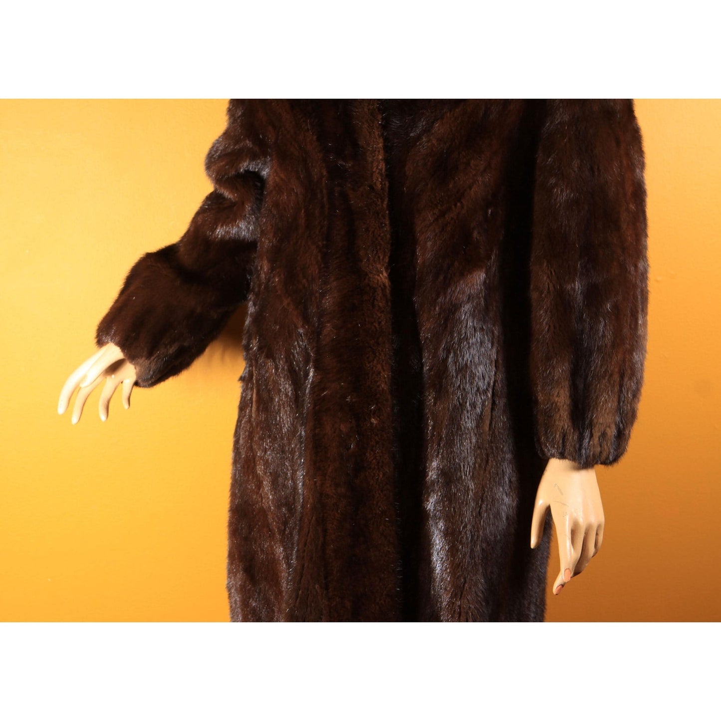 1940s Dark Brown Mink Long Sleeve Fur Coat by Marshall Fields