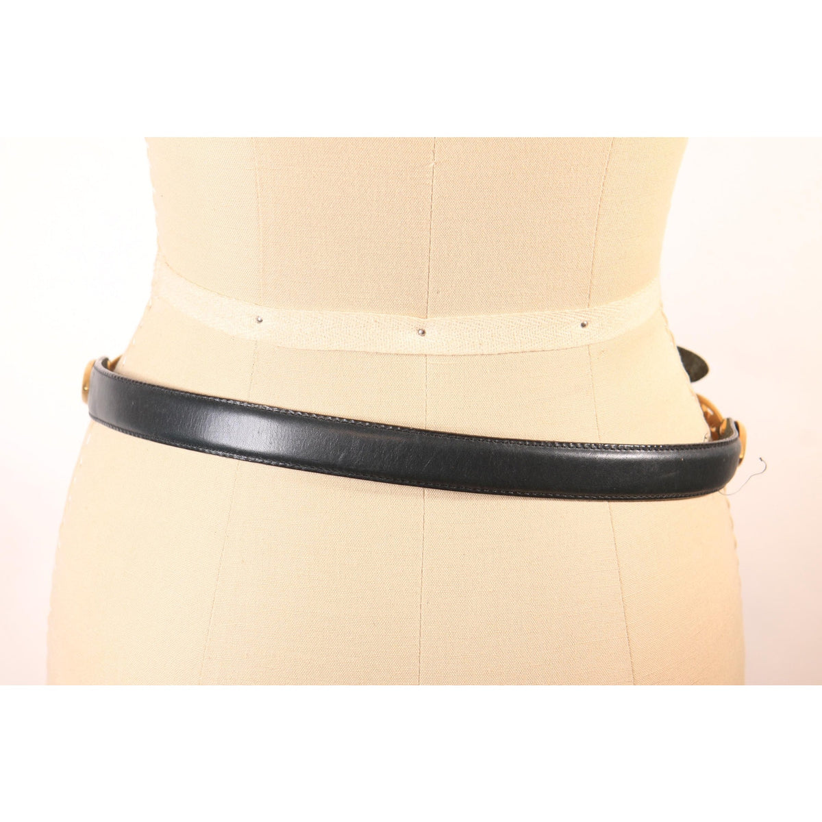 1980s 1990s Navy Blue and Gold Leather and Metal Filigree Belt by Brighton