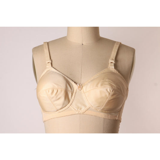 1970s Beige Skin Tone Removable Foam Cup Bow Detail Bra by Carnival-36B