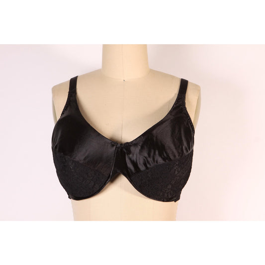 1970s Black Sheer Lace Bra by Rendezvous Maidenform-40C