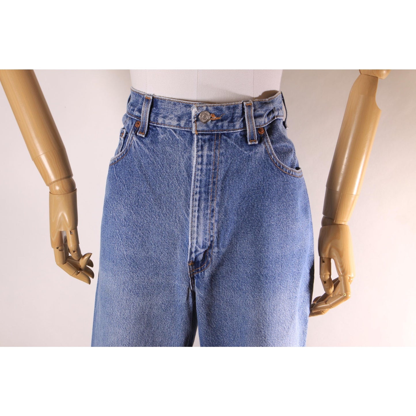 1990s Blue Denim Blank Red Tab 517 Boot Cut Mens Jeans by Levi's- 38x30
