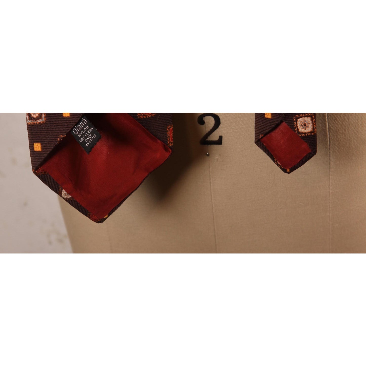 1970s Dark Brown, Orange and Tan Geometric Wide Necktie Tie by JCPenney