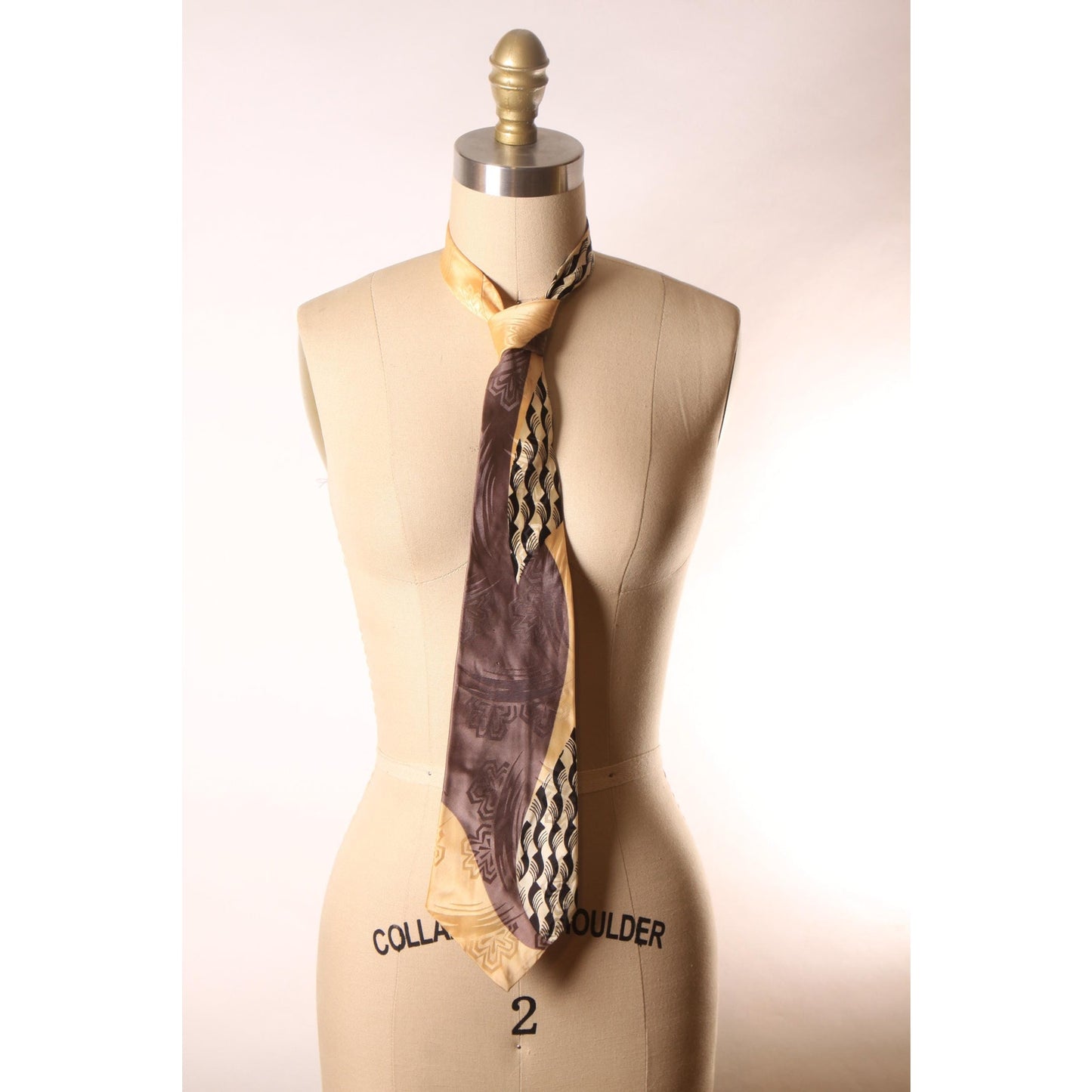 1950s Tan and Gray Abstract Mid Century Necktie Tie by Gorham’s