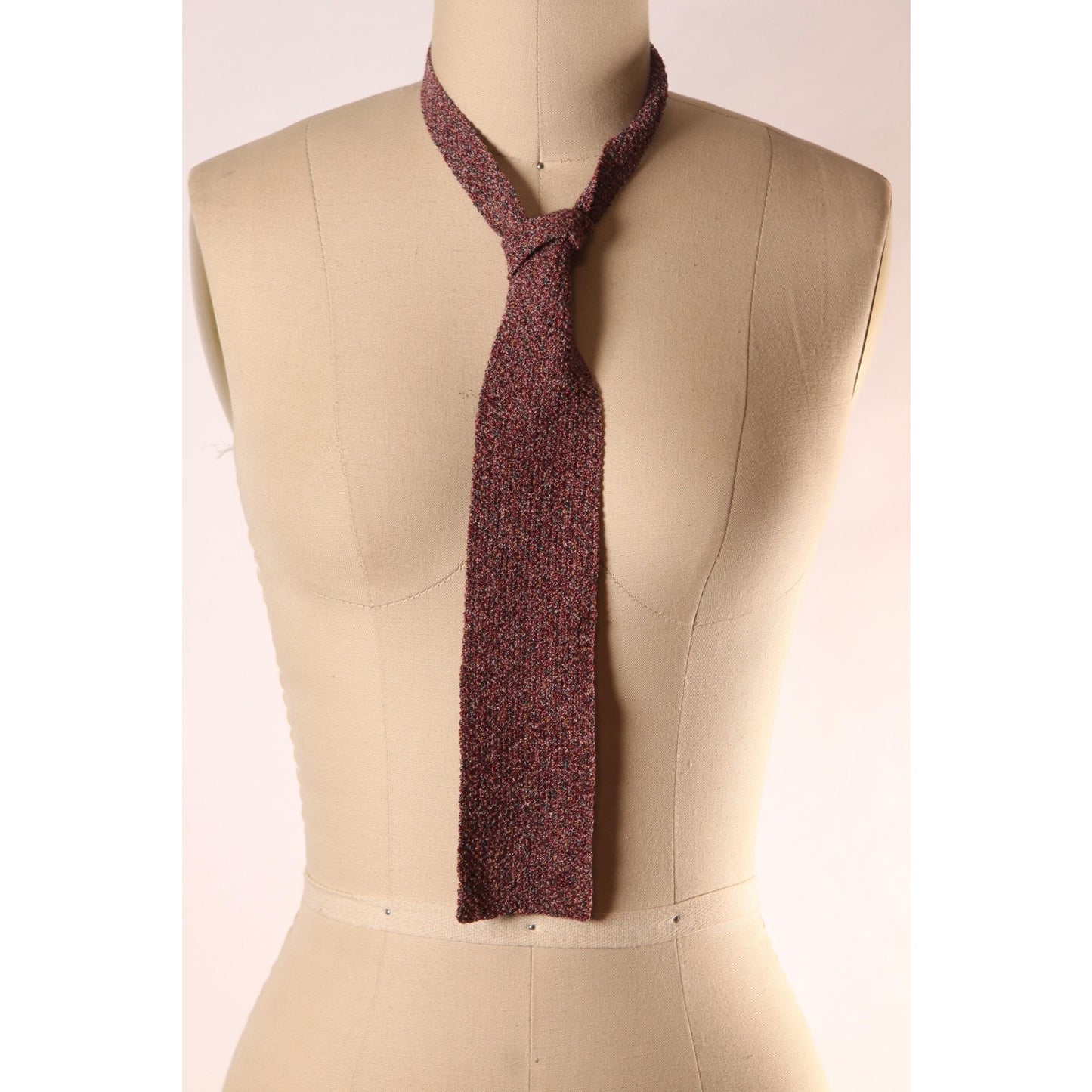 1960s Purple and Pink Flecked Sweater Knit Necktie Tie