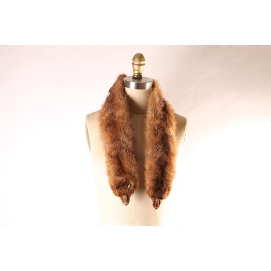 1950s Two Mink Pelt Fur Clip Shawl Wrap