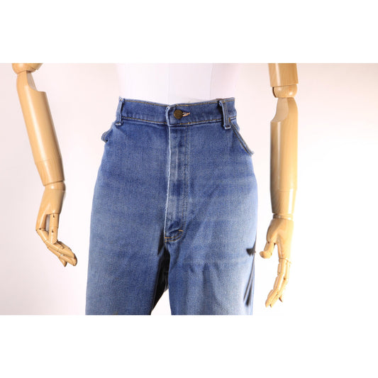 1970s 1980s Blue Denim Frayed Jeans by Lee -42x32