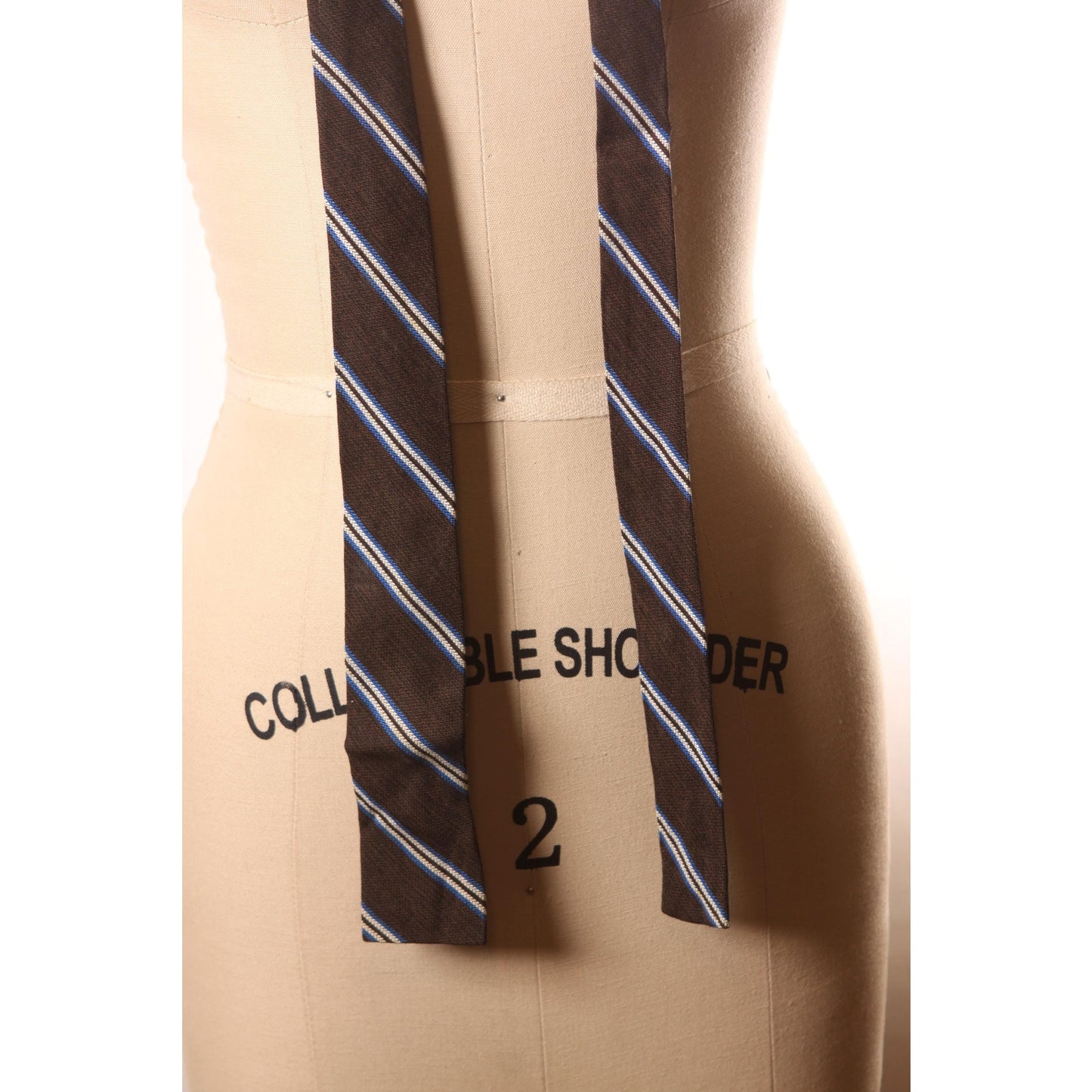 1950s Brown and Blue Striped Square End Necktie Tie by Wembley