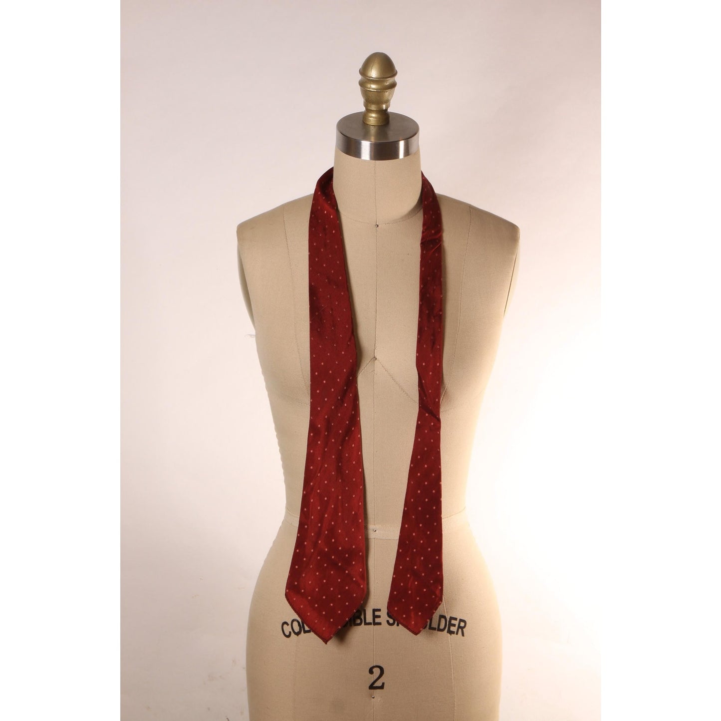 1950s Dark Red Polka Dot Embroidered Necktie Tie by Bond Clothes