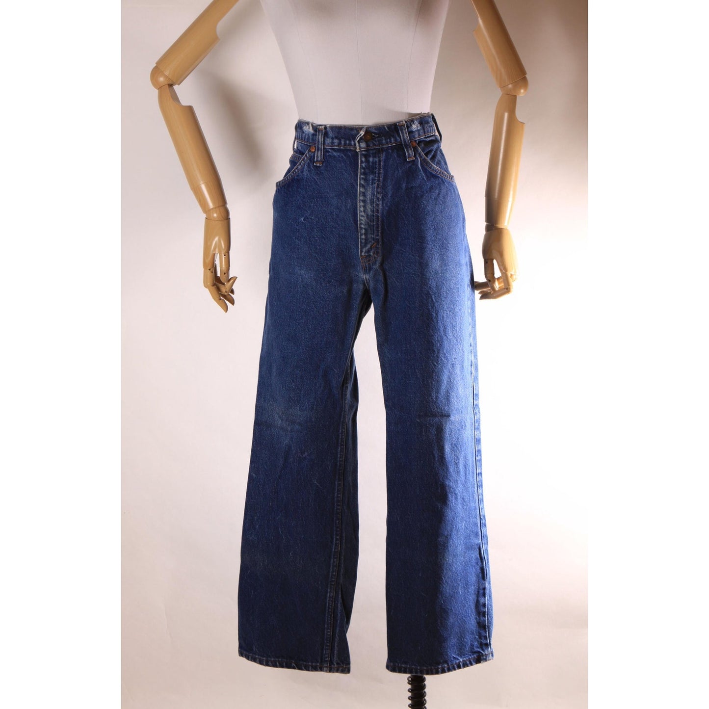 1980s Blue Denim 517 Mens Orange Tab Jeans by Levi's - 36x29