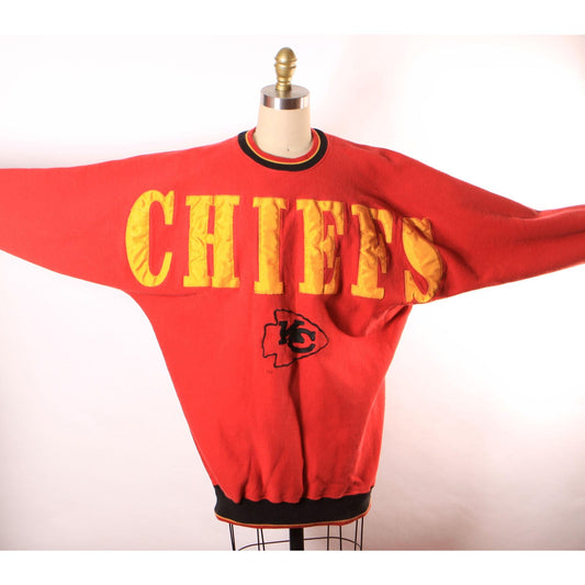1990s, Red, Black and Yellow Kansas City Chiefs Pullover Unisex Sweatshirt by Legends -L