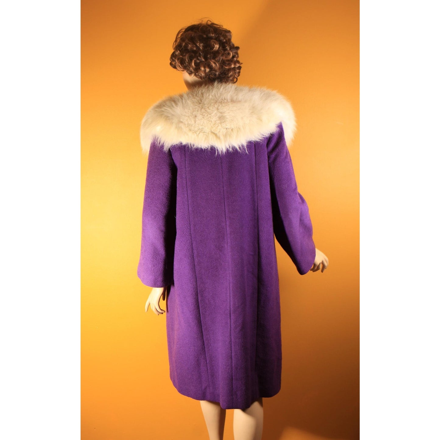 1950s Purple and Cream White Fox Fur Swing Coat -M