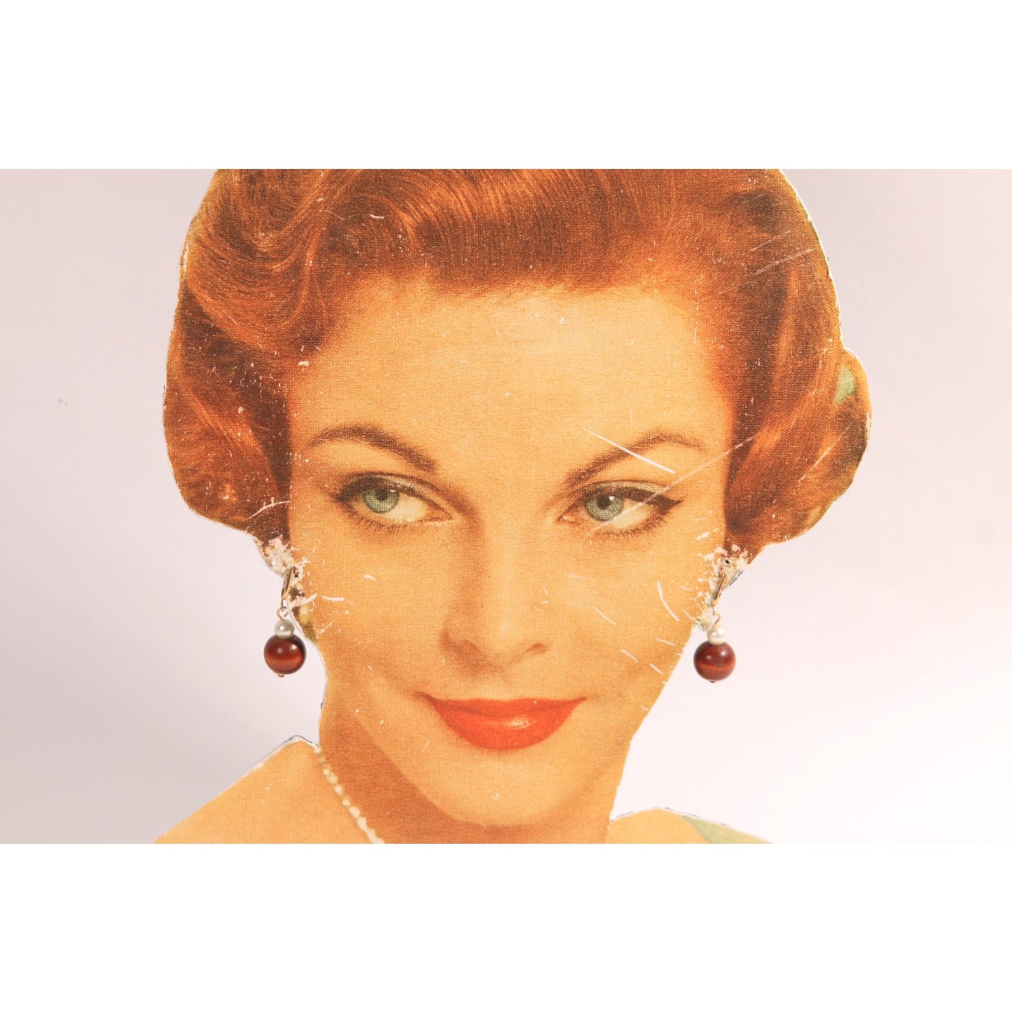 1950s Wood Beaded and Faux Pearl Screw Back Earrings