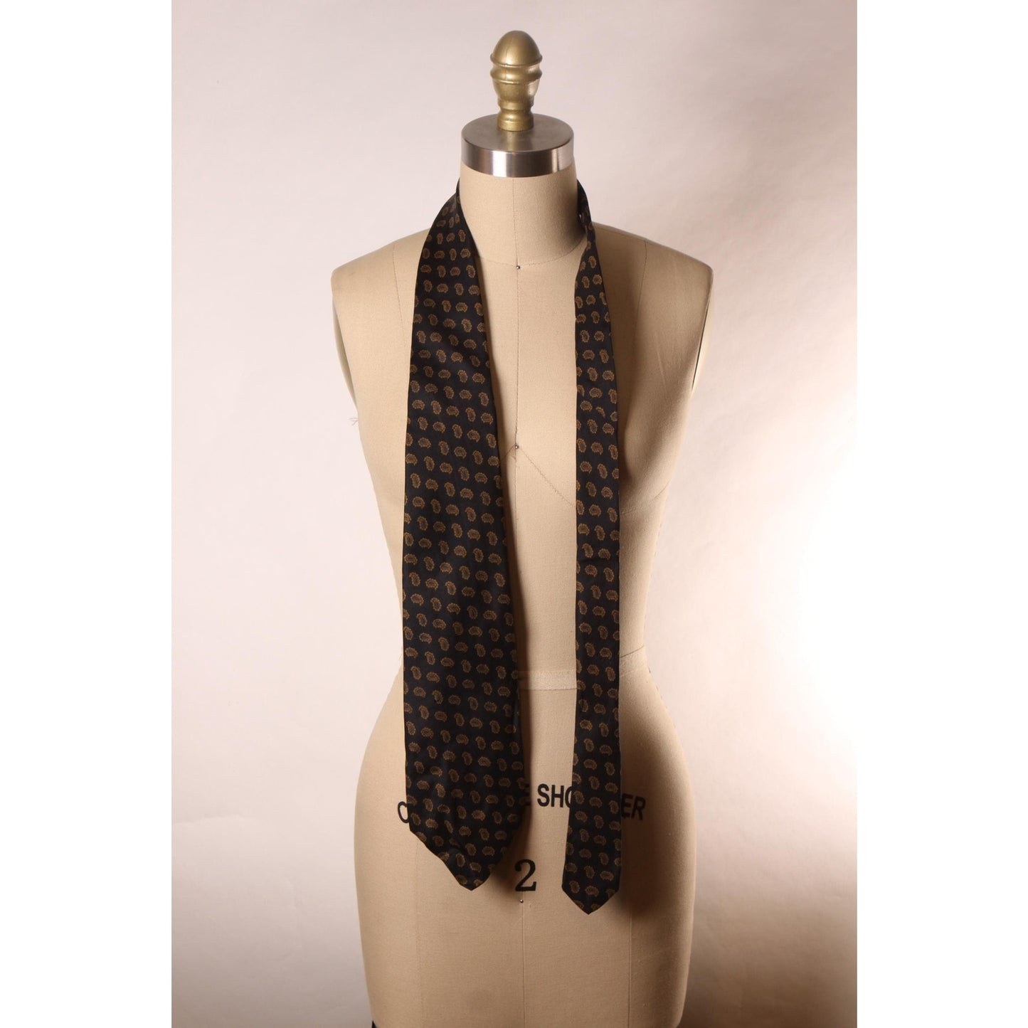 1970s Black and Brown Paisley Wide Necktie Tie by Albert LTD for Robert Talbott