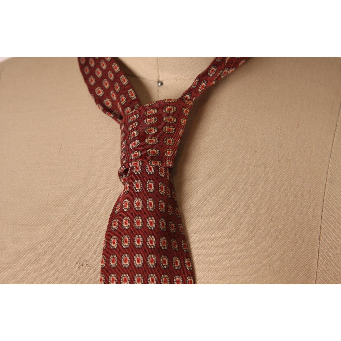 1950s Brown and Yellow Geometric Print Necktie Tie by Boyd's
