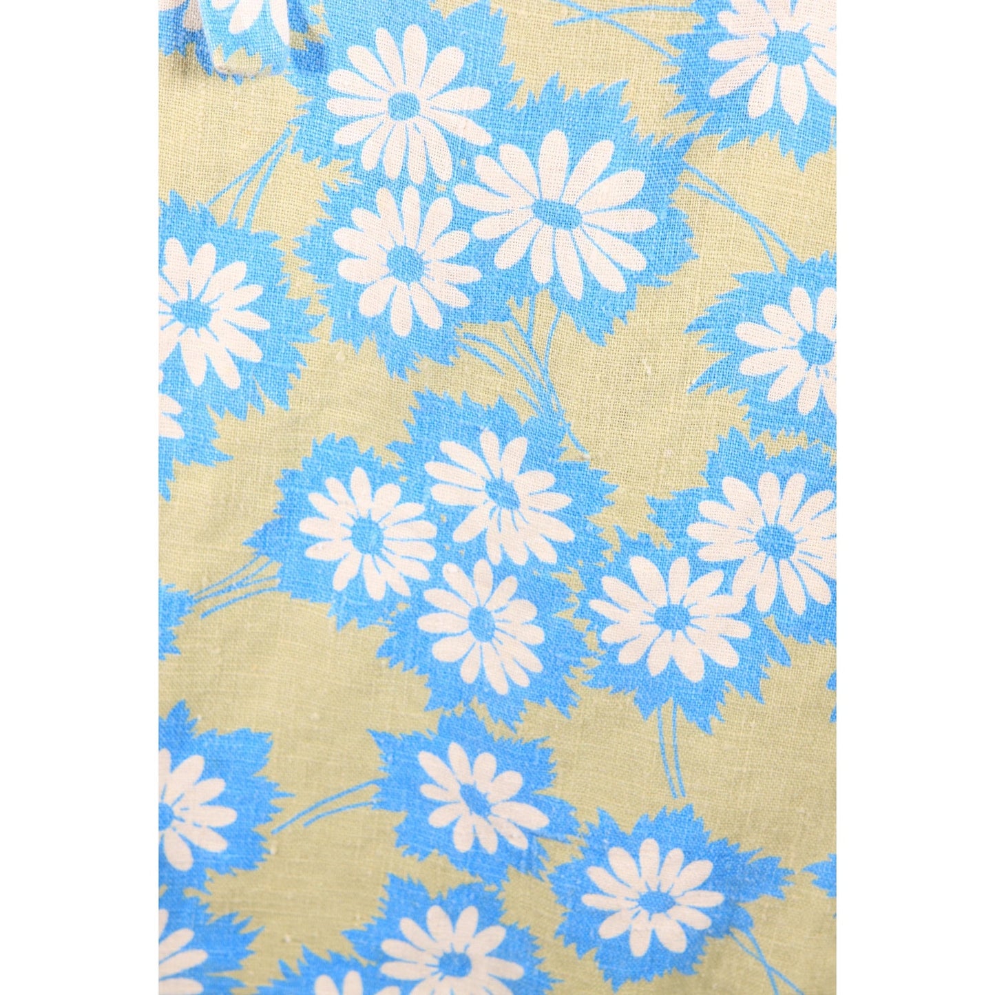 1960s Blue, Green and White Floral Sleeveless Shift Dress by RS Apparel -M
