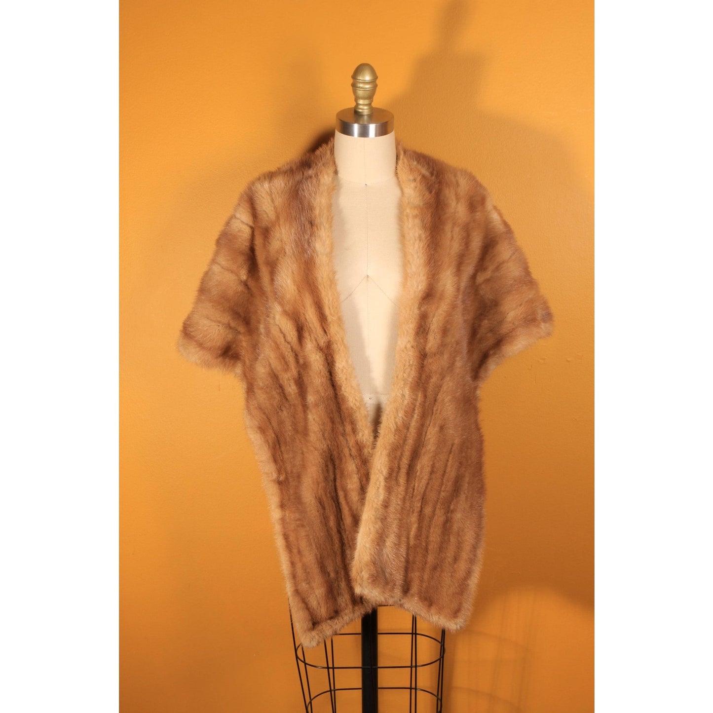 1950s Honey Brown Mink Fur Shawl Fur Wrap by Creasy Furs