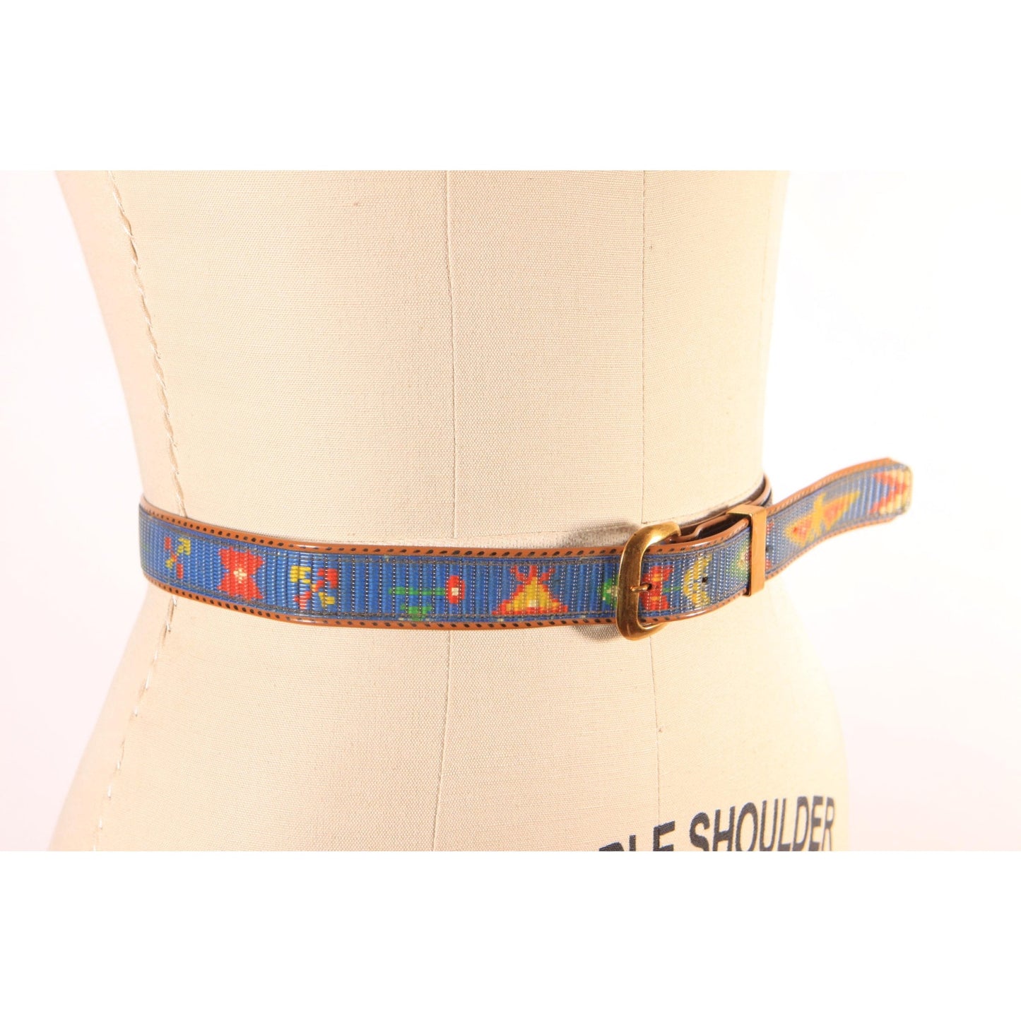 1960s Novelty Plastic Multi-Colored Blue, Red and Yellow Western Native American Belt
