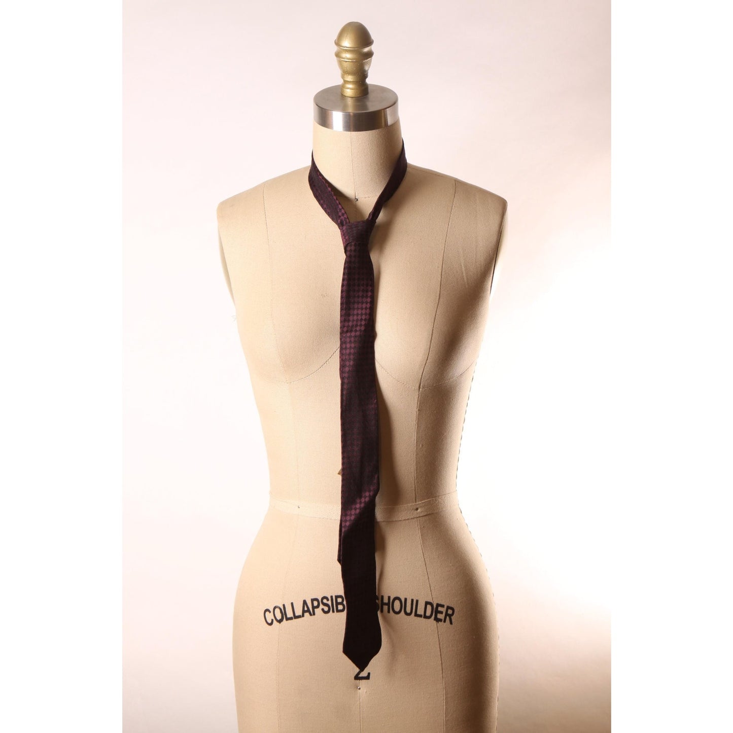 1960s Dark Purple Red and Black Patterned Necktie Tie by Barth's
