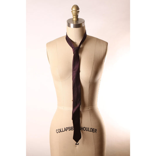 1960s Dark Purple Red and Black Patterned Necktie Tie by Barth's