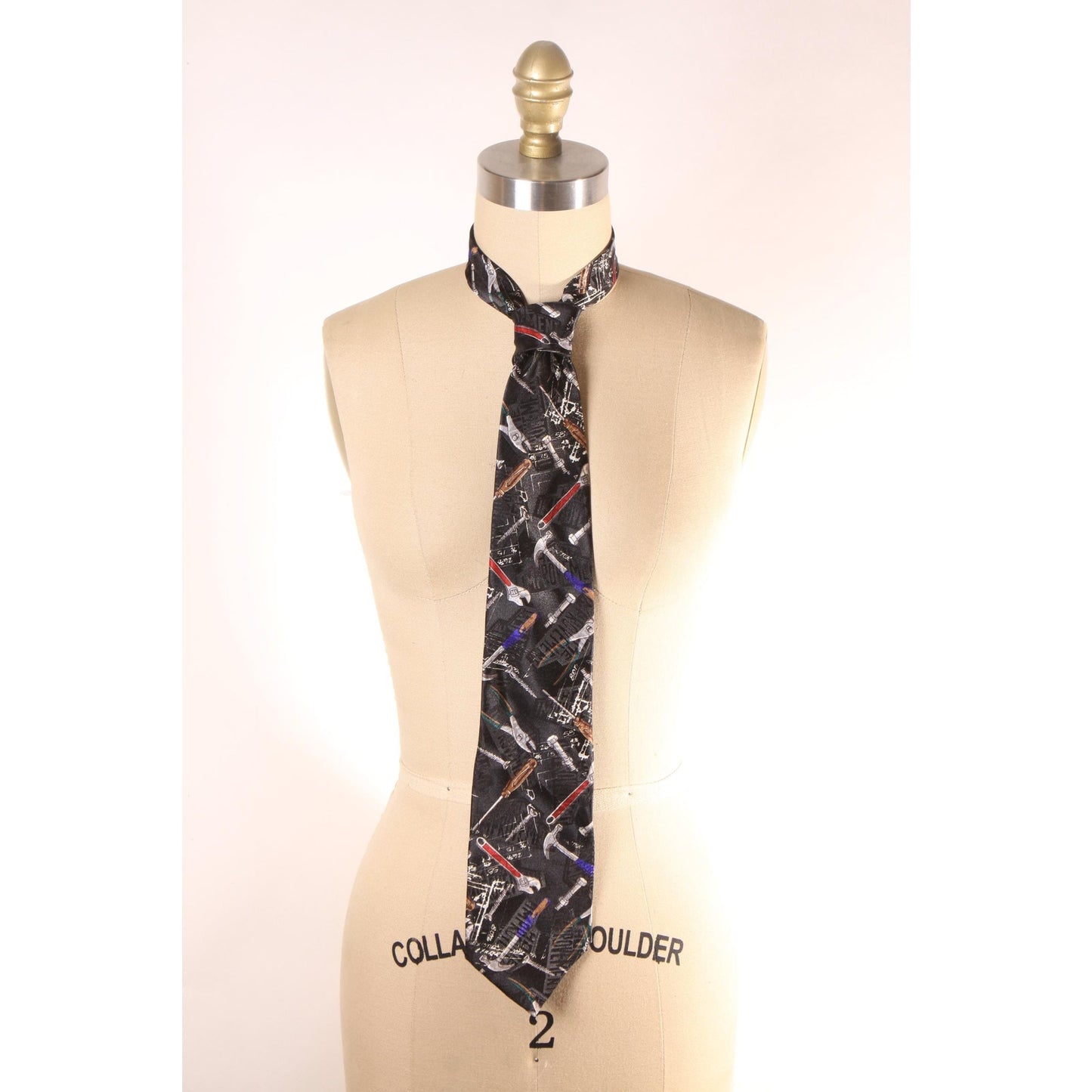1990s Black, Gray, Red and Blue Novelty Tools Home Improvement Necktie Tie by Home Improvement