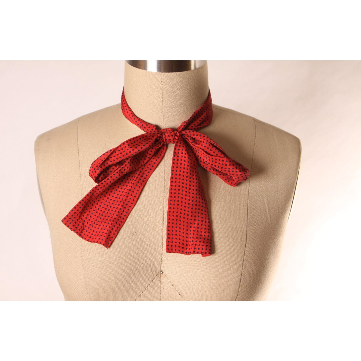 1950s Red and Blue Polka Dot Necktie Tie Bowtie by Vicky Davis