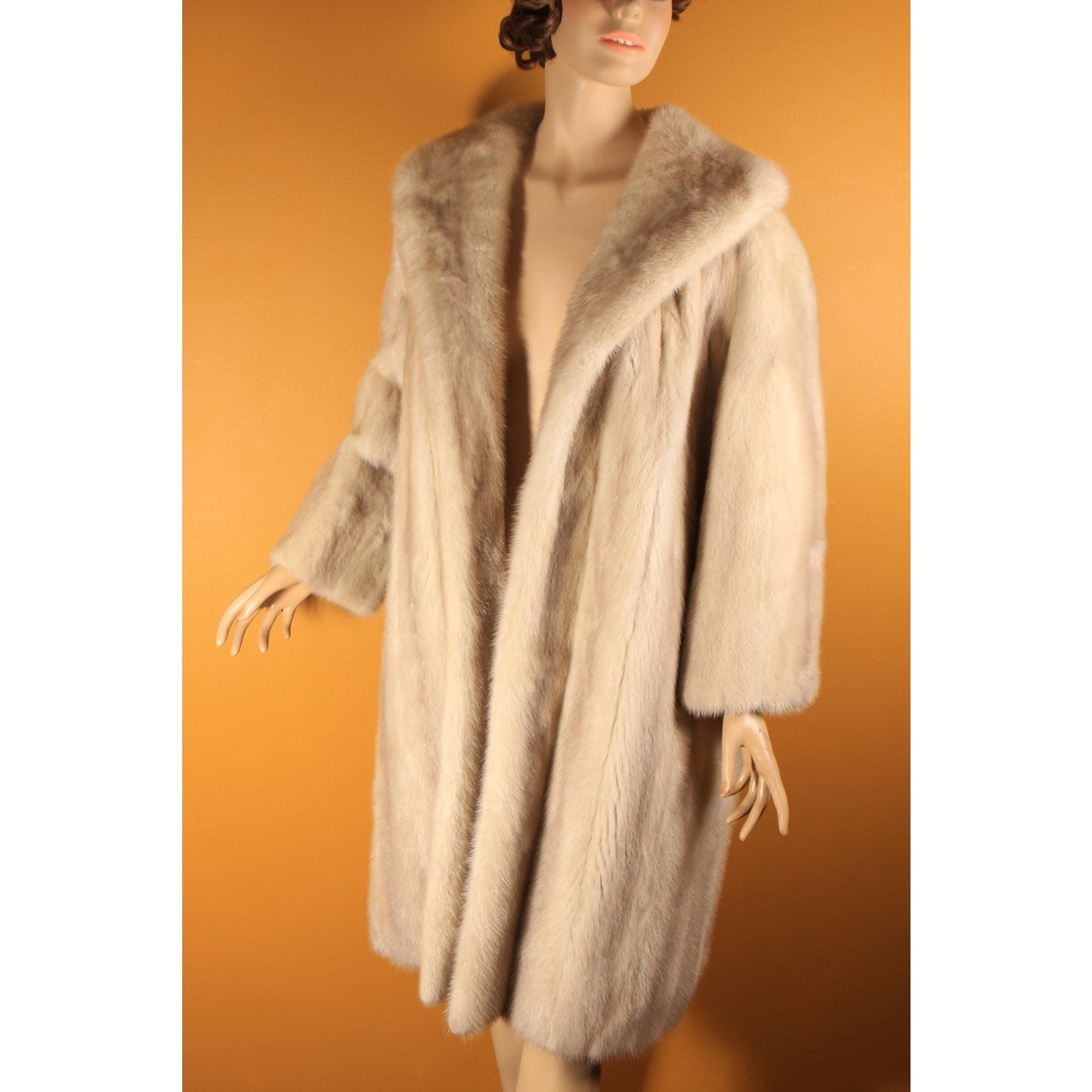 1950s Blonde Cream Off White Long Sleeve Mink Fur Coat by Irene of London -M-L