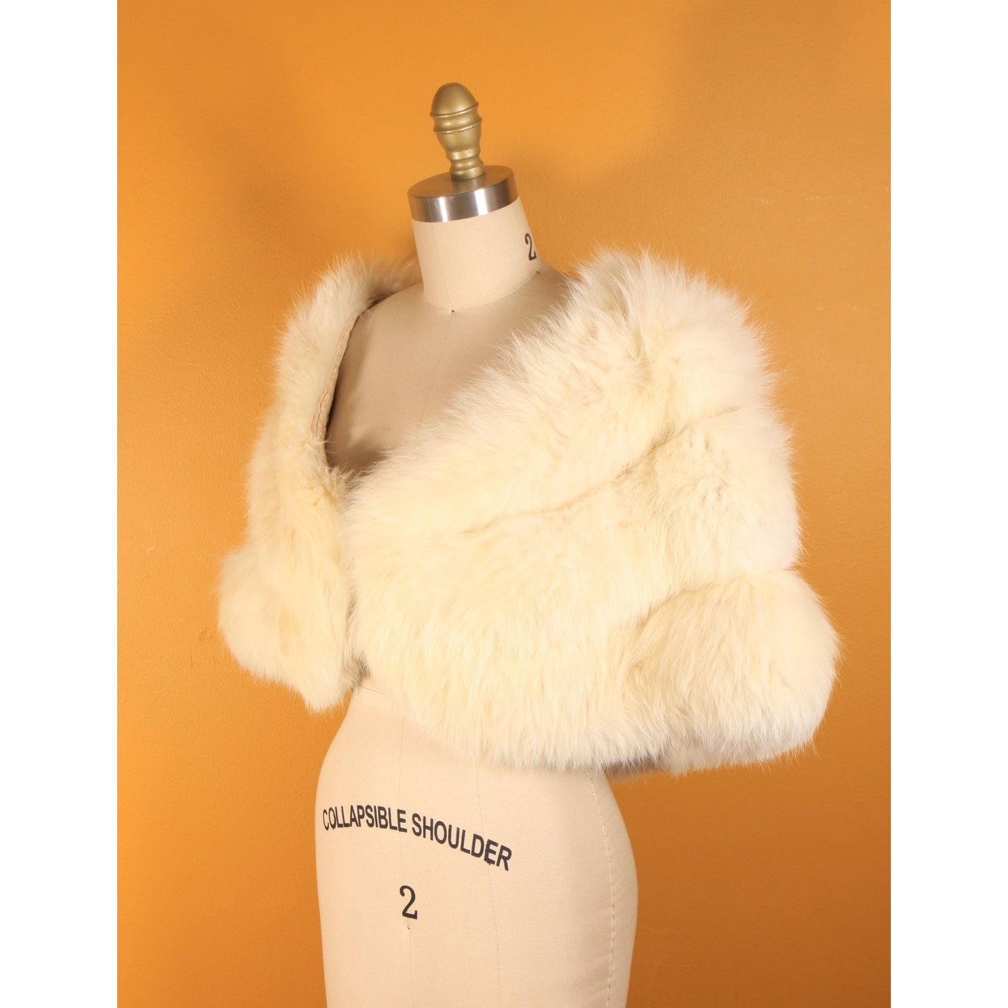 1950s White Cream Fox Fur Coat Wrap by Aulabaugh Omaha