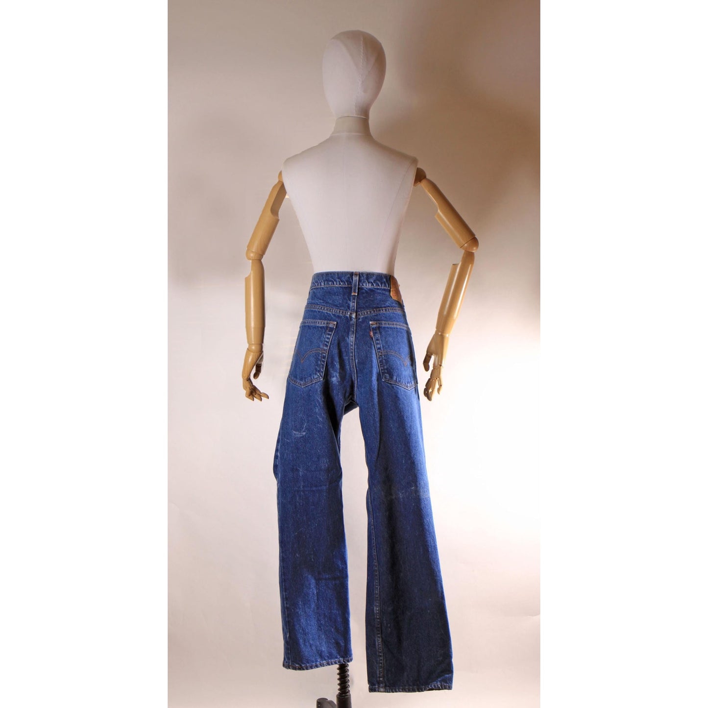 1990s Blue Denim Red Tab 517 Boot Cut Mens Jeans by Levi's- 38x32