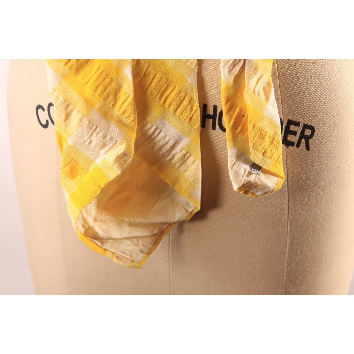 1970s Yellow and White Plaid Wide Necktie Tie