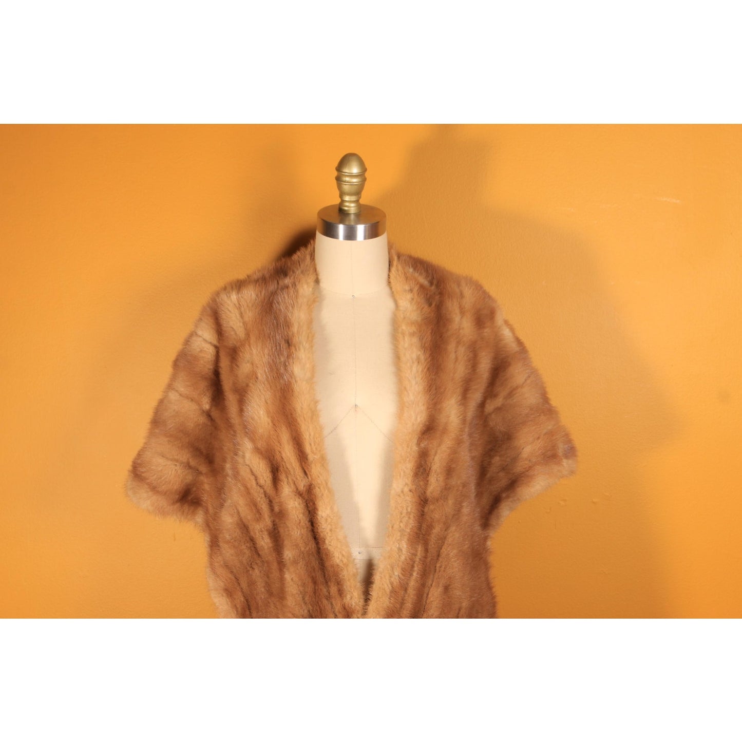 1950s Honey Brown Mink Fur Shawl Fur Wrap by Creasy Furs