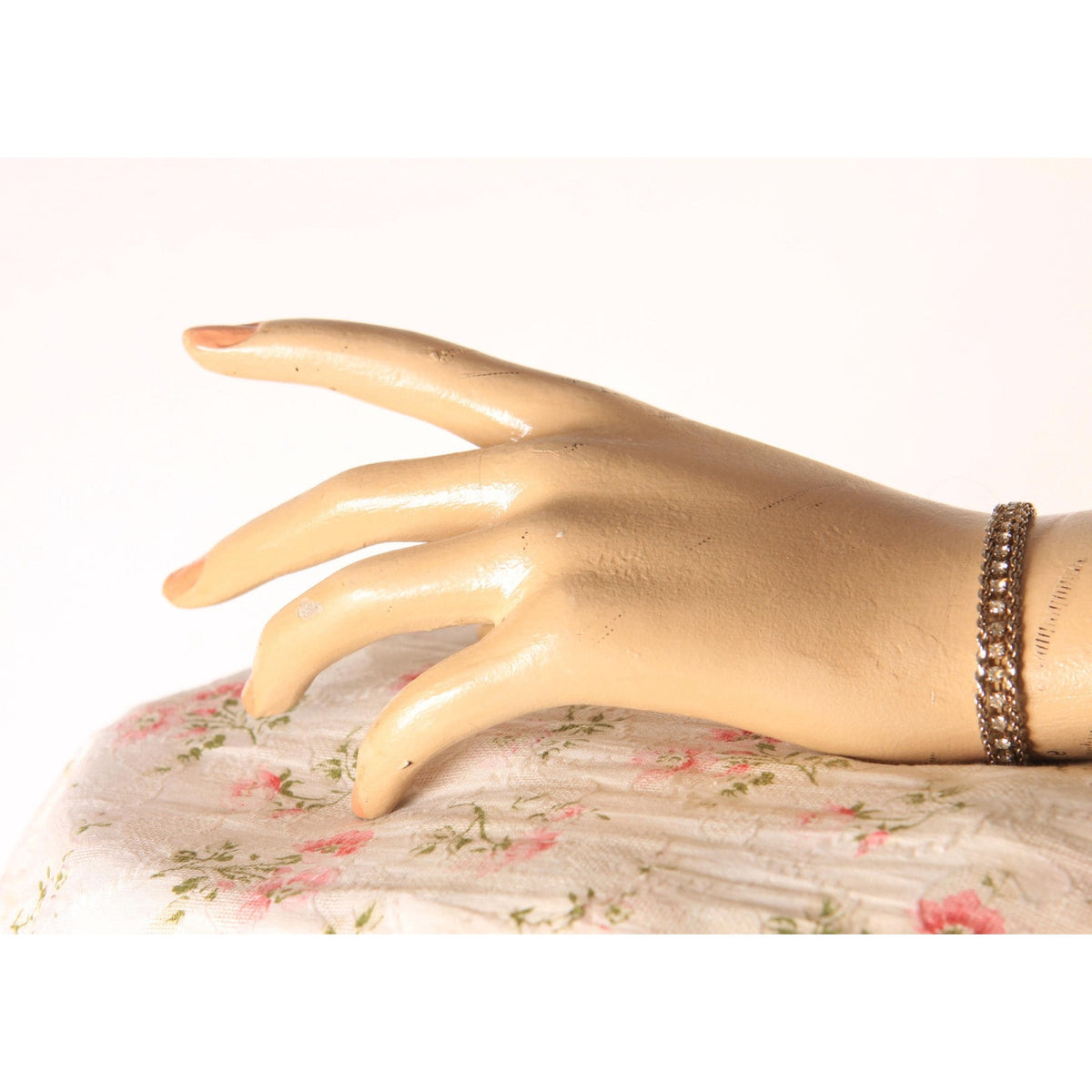 1950s 1960s Silver Tone Metal Rhinestone Chain Costume Jewelry Bracelet