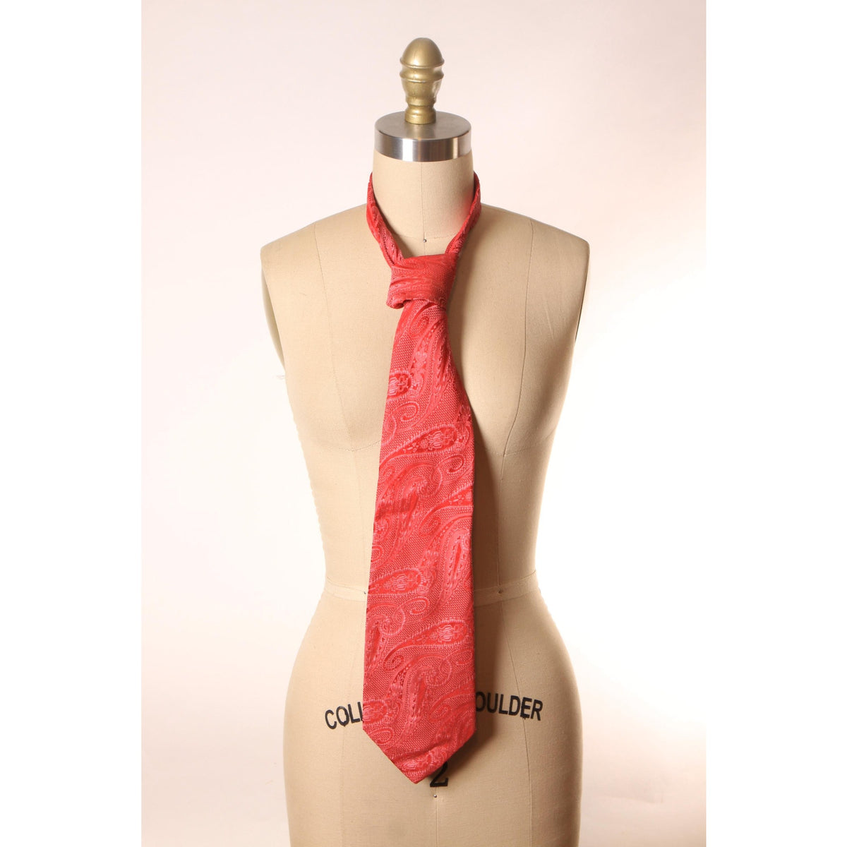 1970s Red Paisley Wide Necktie Tie by Regal