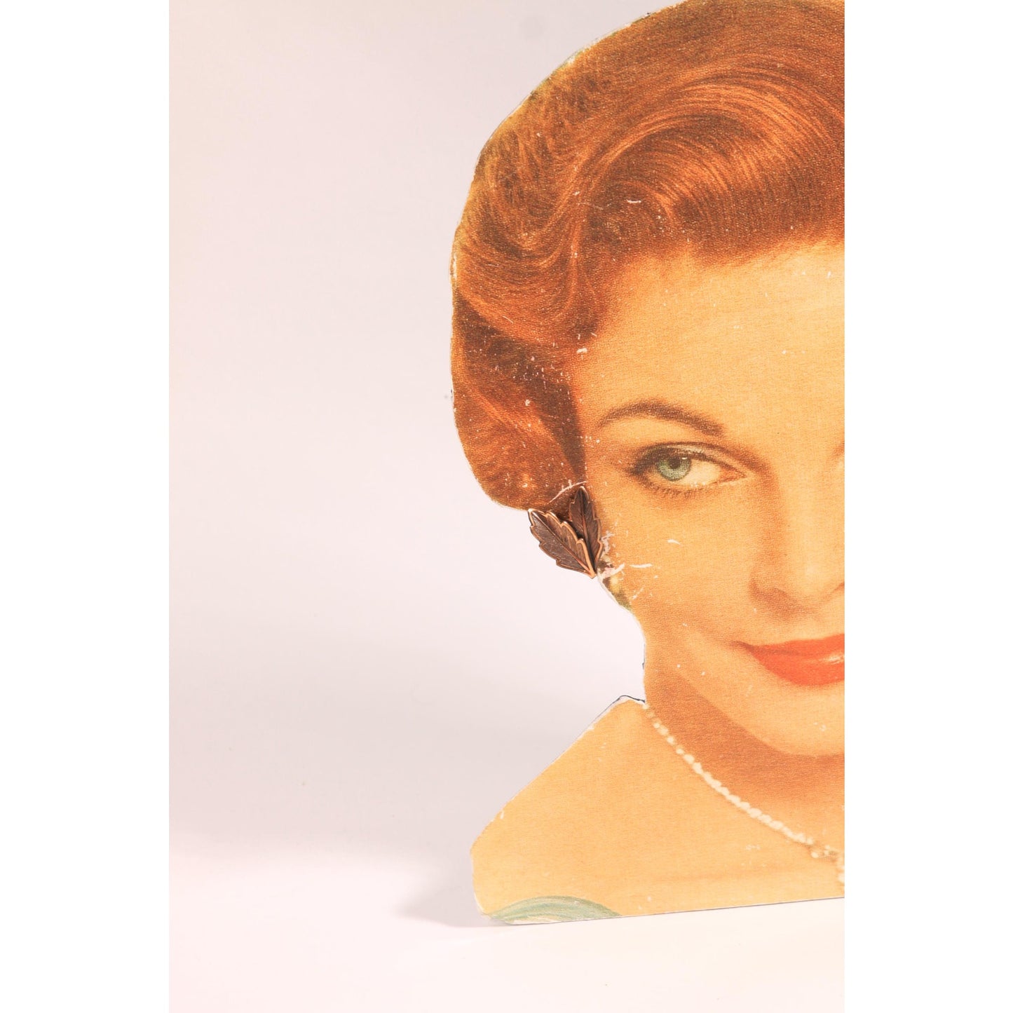 1950s Novelty Copper Metal Double Leaf Screw Back Earrings