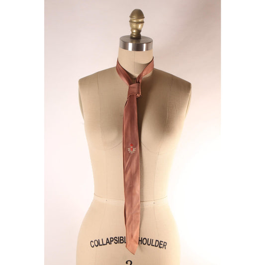 1950s 1960s Brown Crest Necktie Tie